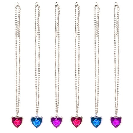 Frog Gift Ideas (FROG SAC Locket Necklaces for Girls, Teens, Kids, Women 6 PCs Pack - Heart Shape Pendants on Silver Chain - Great Gifts and Party Favors Fashion Jewelry (Flower)