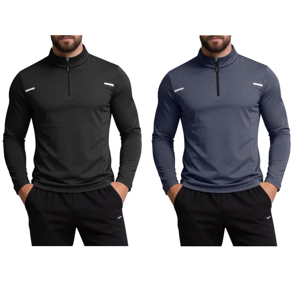 BVOFAR UPF 50 Sun Protection Shirts for Men Big and Tall Quarter Zip Running Shirt Long Sleeve Moisture Wicking Quick Dry Athletic Workout Shirts Dark Gray M