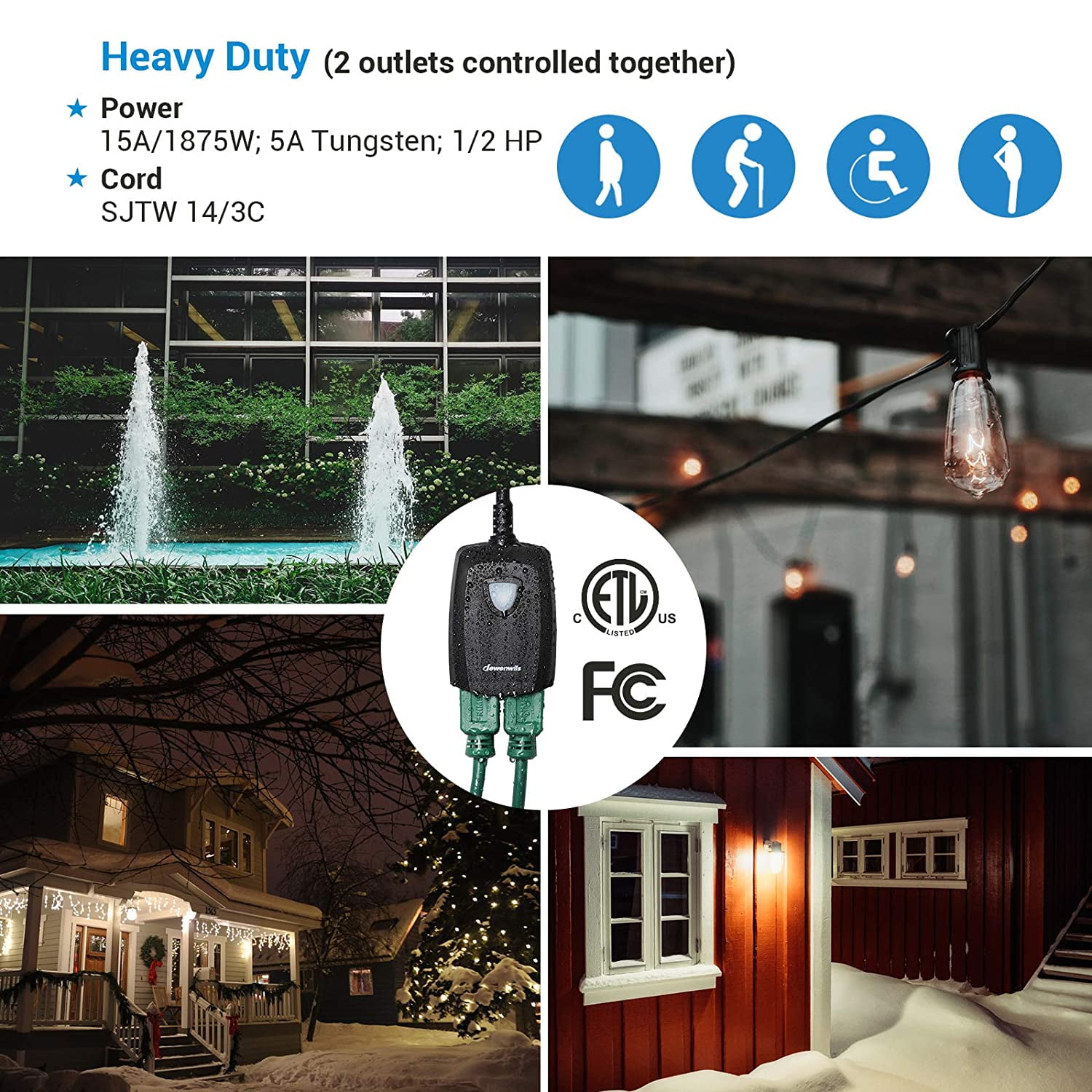 hrio13b dewenwils remote outlet power switch, outdoor wireless remote  control outlet