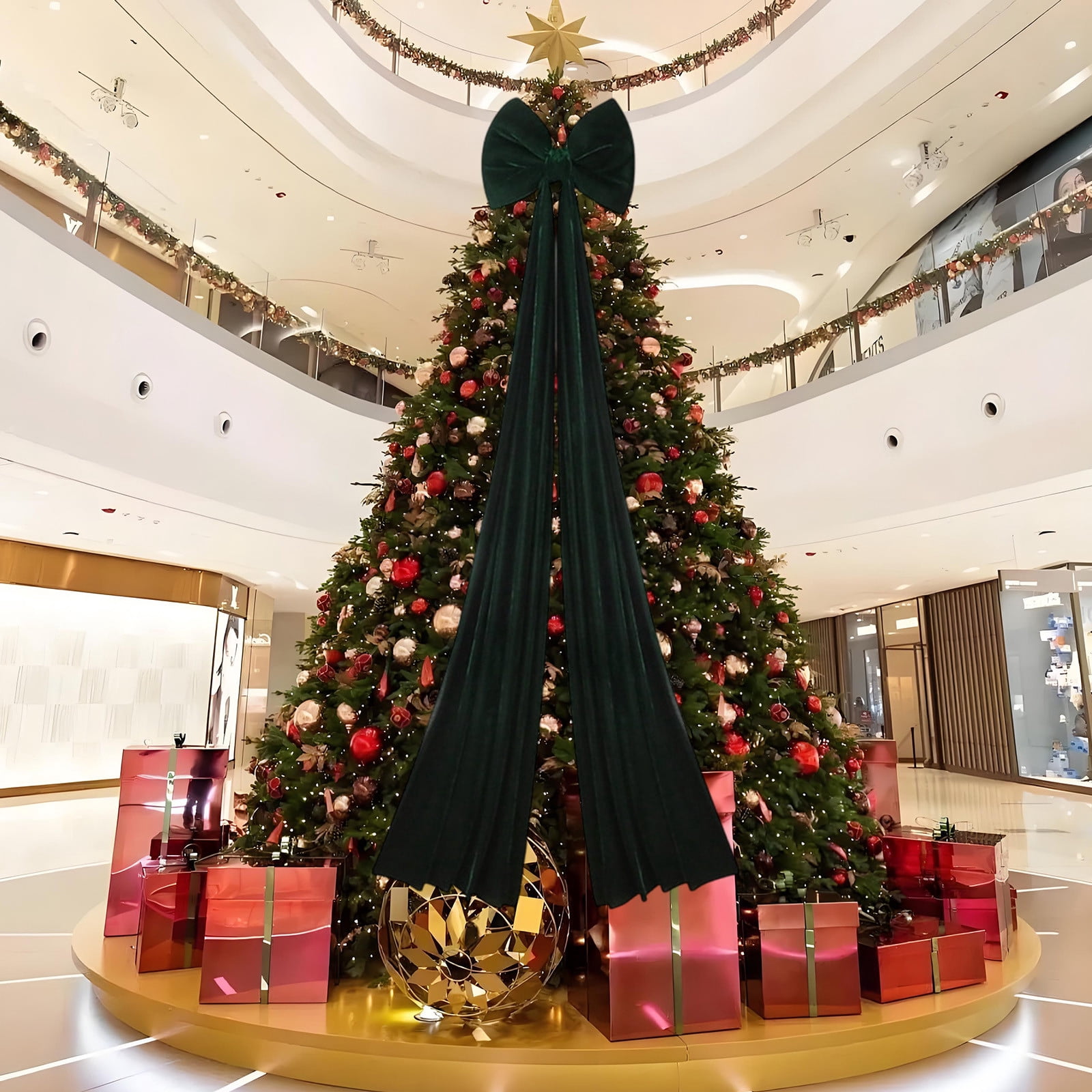 Deeceymbur Large Wine Red Velvet Bow for Christmas Tree Decoration Window Display Holiday Pendant
