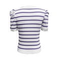 thumbnail image 4 of Womens Shirts Summer Striped Pullover Round Neck Bubble Sleeve T Shirt Top Womens Tops, 4 of 4