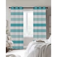 thumbnail image 4 of Aqua Ombre Grey Striped Blackout Curtains for Bedroom Living Room Darkening Curtains 84 Inch Length 2 Panels Set Farmhouse Stripe Modern Window Curtain Window Treatment Grommet Drapes 52"x84", 4 of 9