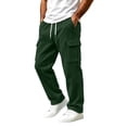 thumbnail image 3 of Husipze Mens Cargo Sweatpants Straight Leg Fleece Joggers Pants Elastic Drawstring Casual Loose Work Pants with Multiple Pockets Green 3XL, 3 of 10
