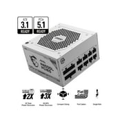 MSI - MAG A850GL PCIE5 WHITE 5.0, 80 GOLD Fully Modular Gaming PSU, 12VHPWR Cable, ATX 3.0 Compatible, 1250W Power Supply