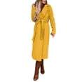 thumbnail image 4 of Outfmvch Winter Coats For Women Fleece Jacket Women Women'S Faux Wool Coat Blouse Thin Coat Trench Long Jacket Ladies Slim Long Belt Elegant Overcoat Outwear Womens Coats Yellow S, 4 of 8