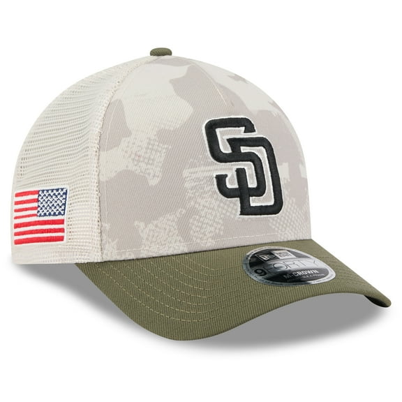 Men's New Era Light Beige/Olive San Diego Padres 2025 Armed Forces Day 9FORTY M-Crown A-Frame Adjustable Hat