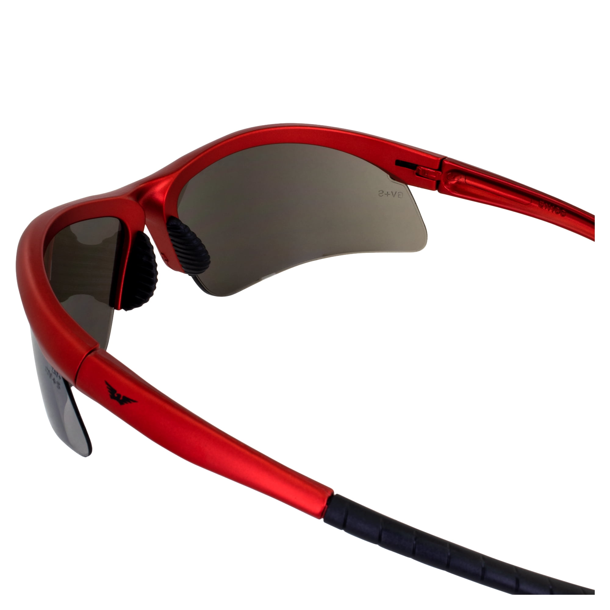 Global Vision Ambassador Wrap Around Motorcycle Sunglasses Metallic Red Frame w/ Smoke Lens