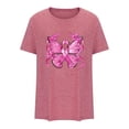 thumbnail image 4 of YFNNUP Pink Butterfly Ribbon Shirts for Women 3/4 Sleeve Breast Cancer Shirt Casual Crewneck Tee Shirts Slim Fit T-Shirts, 4 of 4