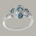 thumbnail image 3 of LBG British Made 10k White Gold ring with Natural Blue Topaz & Diamond Womens Statement Ring - 33 size options - Size 11, 3 of 6