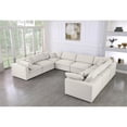 thumbnail image 2 of Maklaine Contemporary Cream Durable Linen Fabric Modular Sectional Sofa, 2 of 3