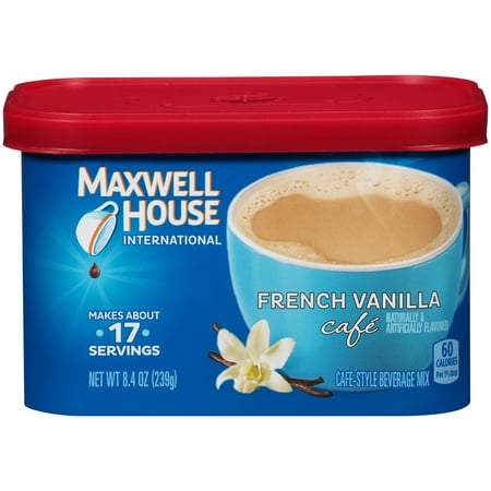 - (4 Pack) Maxwell House International French Vanilla Cafe Instant Coffee, 8.4 oz Canister