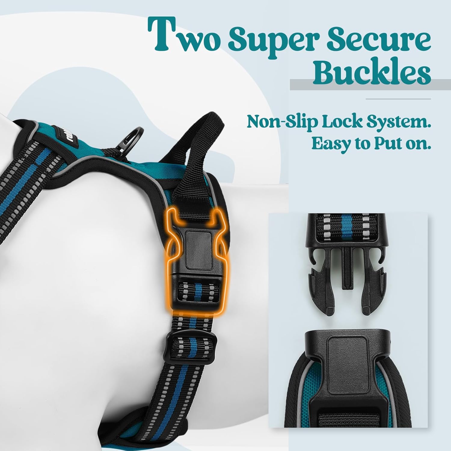 Rabbitgoo Small Dog Harness No Pull, Blue Coral photo 3