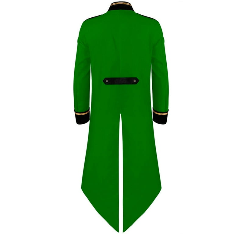 Lolmot Mens Steampunk Tailcoat Medieval Jacket Men Gold Trim Vintage Gothic Tailcoat Victorian Coat Uniform Halloween Costume Walmart