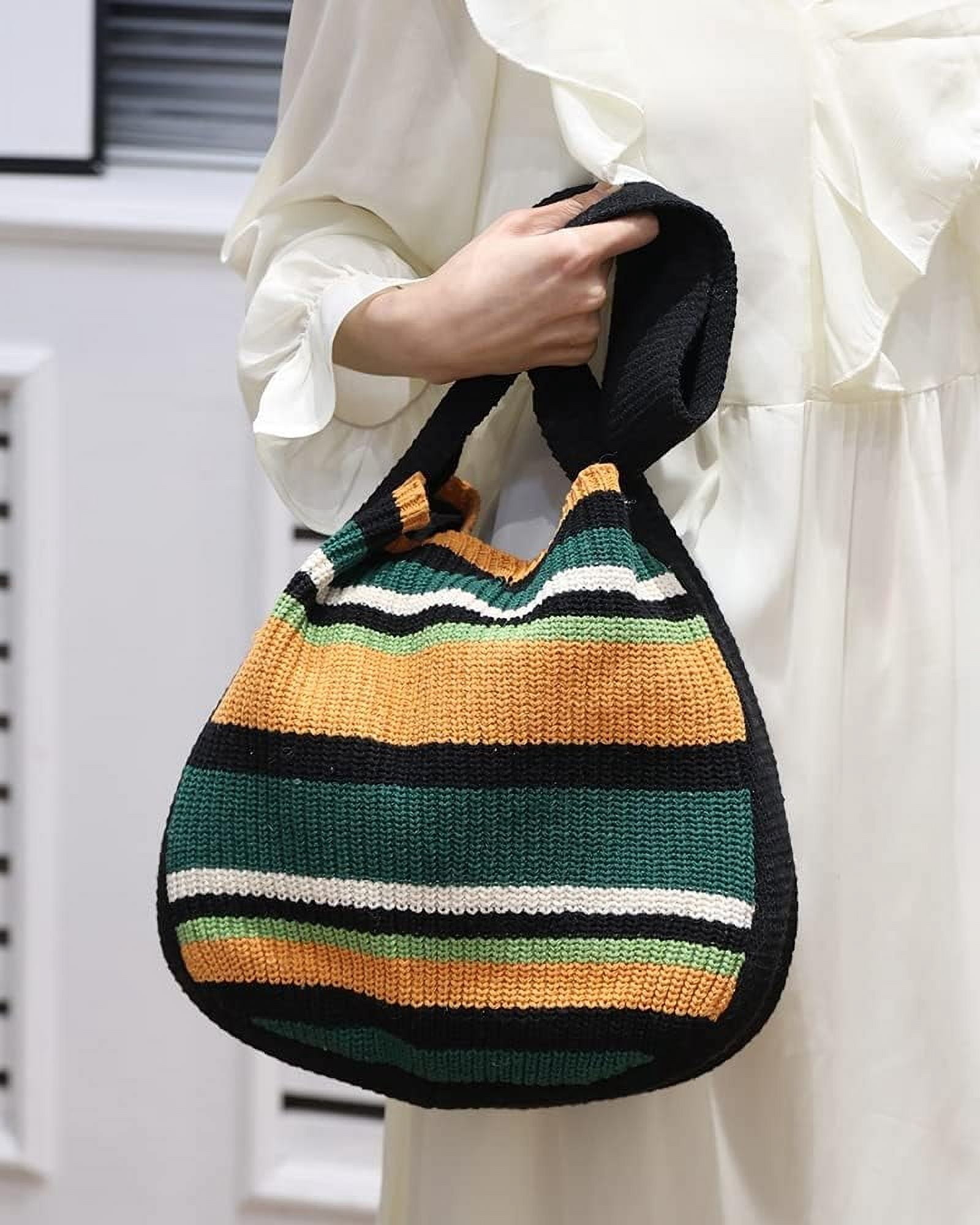 CAILDANL Women's Crochet Tote Bag Knit Shoulder bag,Aesthetic Bag,Cute Eco-Friendly Tote for Travel,Daily Use,Gift Box Packaging