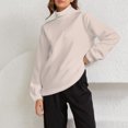 thumbnail image 2 of Breezora Cold Weather Mock Neck Sweatshirt Womens Insulated Crew Long Sleeve Casual Indoor Outdoor Loungewear L Size Beige, 2 of 5