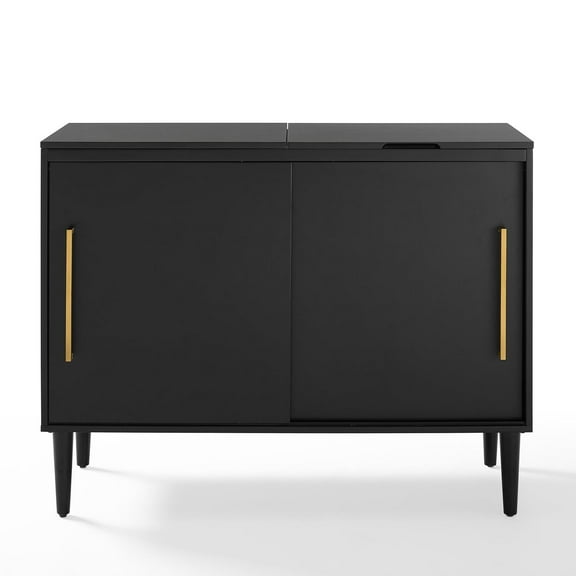 Crosley Furniture Everett Wood Media Console Table in Matte Black