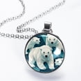 thumbnail image 2 of Bear Glass Circular Pendant Necklace - Elegant Round Charm Jewelry for Women, 2 of 5