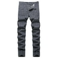 thumbnail image 2 of Lilgiuy Men's Fashionable Striped Plaid Casual Trousers High Elastic Large Size Slim Formal Trousers Cotton Trousers Full Lengrh Pants Athletic-Fit Washed Comfort Stretch Chino Pant, 2 of 5