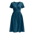 thumbnail image 6 of JTieacloth Casual Dresses for Women Short Sleeve V Neck Summer Dress Elastic Waist A-Line Dresses,Green, 6 of 6