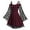 Wine, variant on Fesfesfes Women Gowns Patchwork Skull Lace Splicing Long Sleeve Vintage Party Dress Plus Size $10
