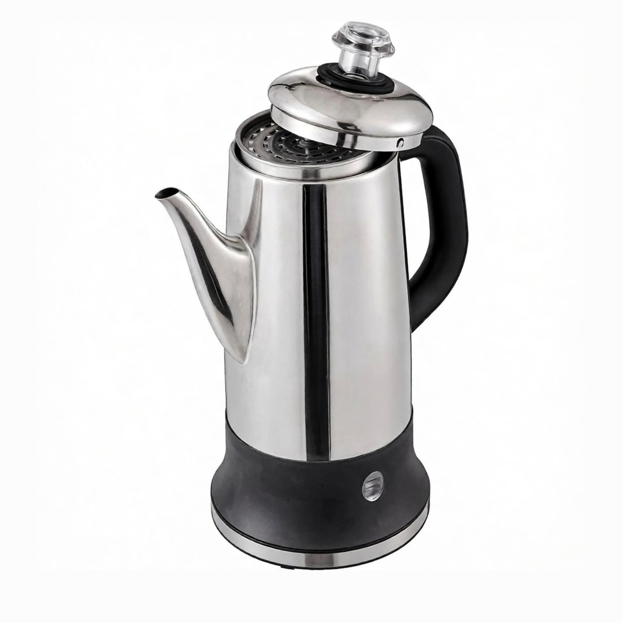 12-Cup Electric Percolator Coffee Pot, Coffee Maker with Keep Warm Function & Heat-Resistant Handle, Silver