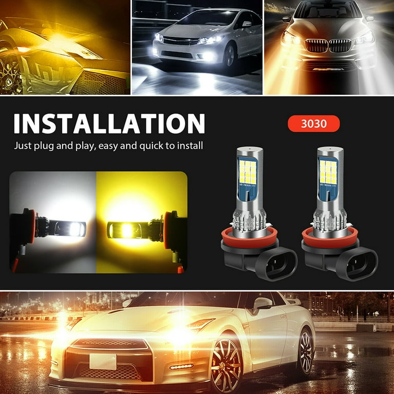 Dual Color H8 H11 LED Fog Light Bulb 6000K White/Amber Yellow Driving DRL  Lamp