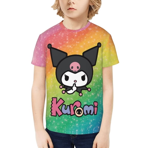 Sanrio Kuromi Kids T-Shirt 3d Printed Graphic T-Shirts Boys And Girls Short Sleeve Shirts For Youth Kids X-Small