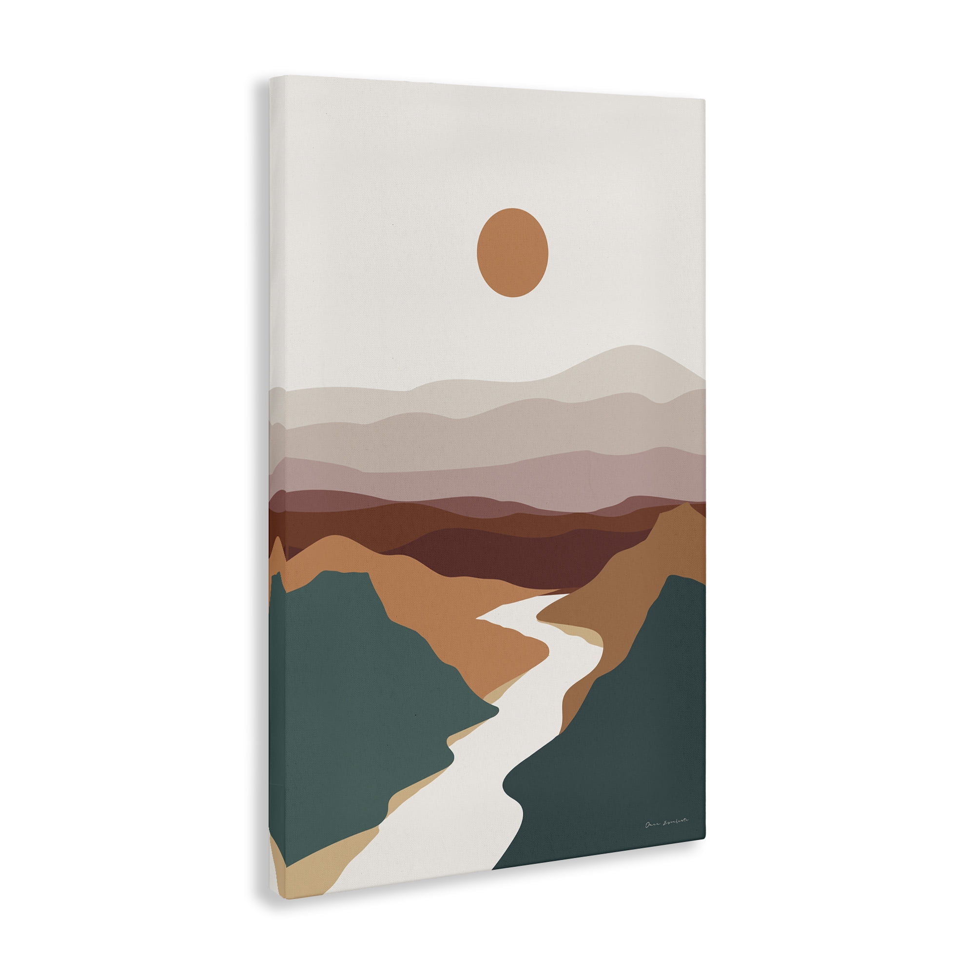 Stupell Industries Natural Mountain Valley Landscape & Nature Painting Wrapped Canvas Art Print Wall Art, 16 x 24
