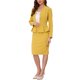 thumbnail image 4 of Conjuntos de trajes para mujeres INSPIRE CHIC, atuendos de negocios, blazer peplum sin cuello, falda lápiz formal, conjunto de 2 piezas XL amarillo, 4 of 6