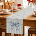 thumbnail image 5 of Table Runners 70 Inches Long Dress Scarves, Vintage Blue Bow Farmhouse Coffee/Dining/Kitchen Table Decor, Holiday Table Runner, Farmhouse Roses Floral Stripes 13x70 Inch, 5 of 9