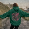 thumbnail image 2 of YDFCWXW Y2K Hoodie for Women Teen Girls Hibiscus Embroidered Pullover Hooded Top Cute Floral Preppy Hoodies Sweater Sweatshirts Green, L, 2 of 7
