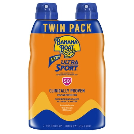 Banana Boat Ultra Sport Sunscreen C-Spray SPF 50+, 12 Oz Twin (The Best Waterproof Sunscreen)