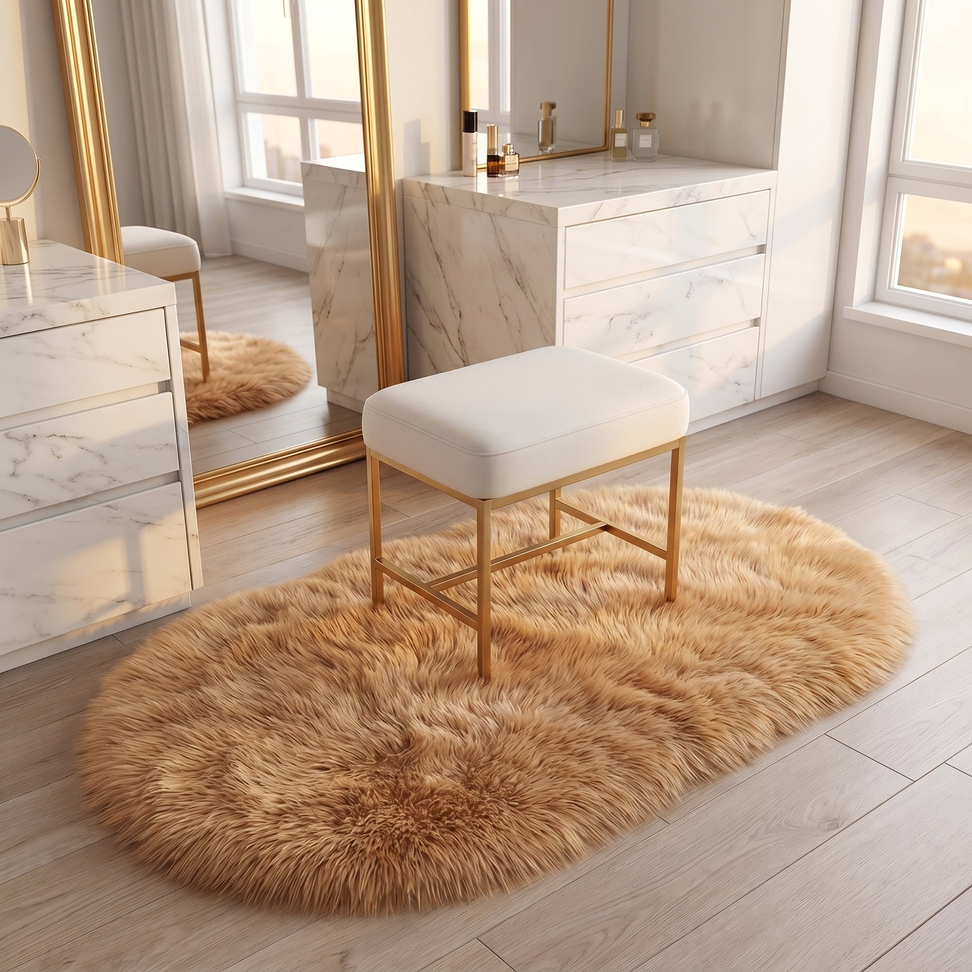 Unique Bargains Shaggy Area Rug Ultra Fluffy Non-Slip Fuzzy Carpet 35" x 24" Khaki