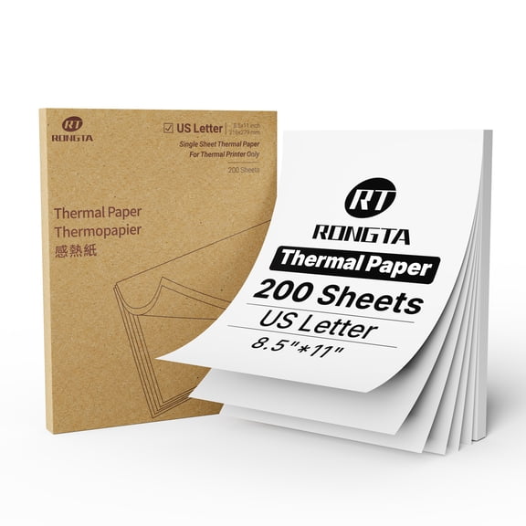 Rongta Thermal Printer Paper for F82, F12, F11, US Letter 8.5 x 11 in, 200 Sheets