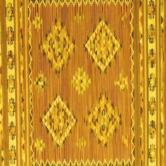 Ahgly Company Indoor Square Persian Yellow Traditional Area Rugs, 4' Square