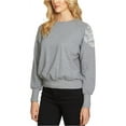 thumbnail image 2 of 1.STATE Womens Embroidered Shoulder Sweatshirt, Grey, Large, 2 of 2