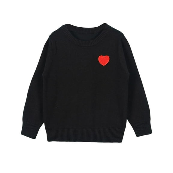 Favoffer Winter Toddler Kids Heart-Graphic Crewneck Cotton Sweater - Play,Lounge,Family,Outdoor 12M-7Y