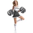 thumbnail image 4 of LAICAIW 2 Pack Pompons de Cheerleading Noir et Argent avec Poignée Baton pour Sport d'Équipe Danse, 4 of 7