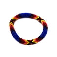 thumbnail image 2 of Native Inspired Tribal Fire Diamond Pattern Guatemalan Czech Glass Seed Beaded One Size Fits All Bangle Bracelet - Womens Fashion Handmade Jewelry Boho Accessories, 2 of 3