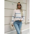 thumbnail image 6 of Women'S Casual Leopard Print Knitted Pullover Sweaters Long Sleeve Crew Neck Jumper Tops Pink M, 6 of 7