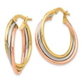 thumbnail image 2 of Leslie's Real 14kt Tri-color Polished and Textured Twisted Hoop Earrings; for Adults and Teens; for Women and Men, 2 of 3