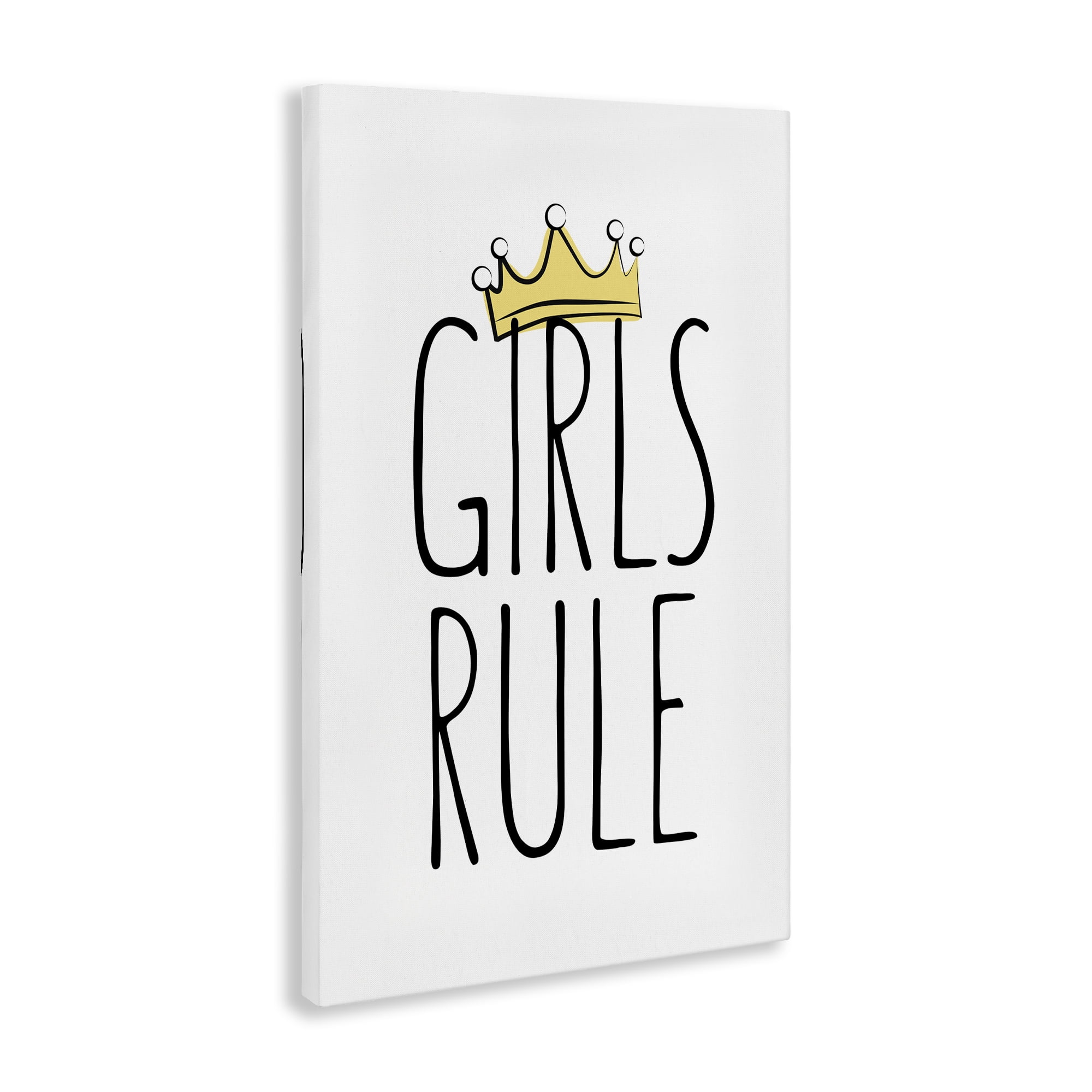 Stupell Industries Girls Rule with Crown Text & Numbers Painting Wrapped Canvas Art Print Wall Art, 30 x 45