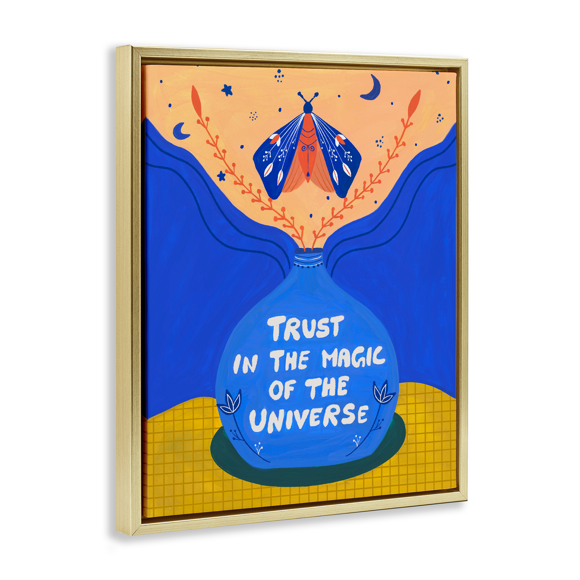Trust In Magic Of Universe Gold Framed Floater Canvas Wall Art, design by Nabeela Rumi