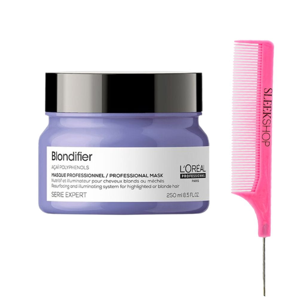 L'Oreal SerieExpert Acai Polyphenols Blondifier Mask Rinse Out (8.5 oz) with SLEEKSHOP Teasing Comb Pack of 1