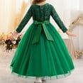 thumbnail image 4 of NAISIBABY Girls Princess Dress, Mesh Long Length Long Sleeve Sequin Elegant Birthday Wedding Pageant Party Dress Green 7T, 4 of 5