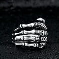 thumbnail image 5 of K-KED Gothic Punk Skull Hand Ring Stainless Steel Men's Skeleton Cool Biker Rock Ring-9, 5 of 6