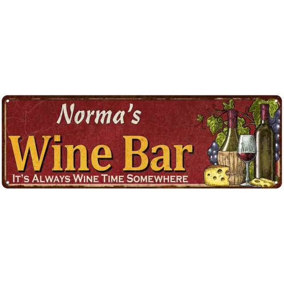 Norma's Wine Bar Red Gift Home Kitchen Decor 6x18 Sign 206180056099