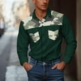 thumbnail image 2 of SERTG Men's Camouflage Print Shirt Fall Winter Long Sleeve Button-Down Collar Front Button Double Pockets Breathable Casual Shirt(Green,3XL), 2 of 5