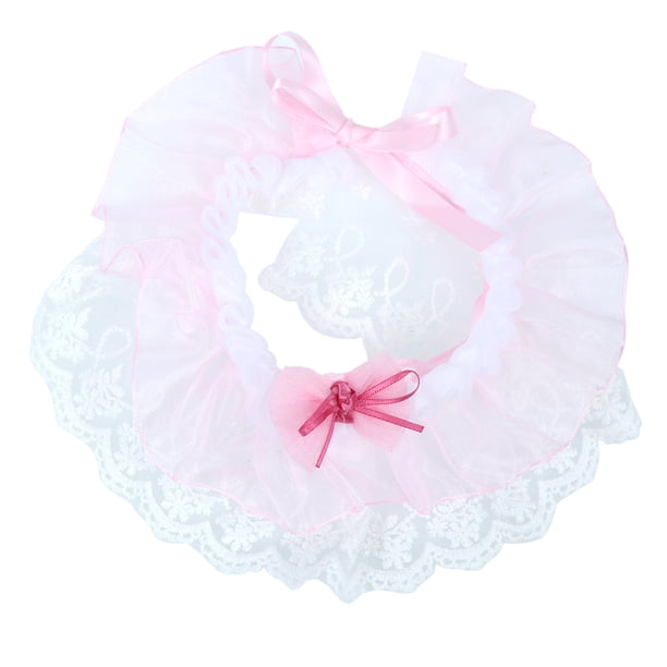 EeaseMX Bufanda de encaje para mascotas, baberos rosas, collar cálido para mascotas, bufanda de boda, decoración para gatos y perros (XS)