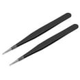 thumbnail image 1 of Unique Bargains Precision Straight Tip Tweezer Stainless Steel Multifunctional Black 2Pack, 1 of 5